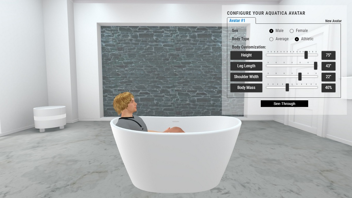 Purescape 748 Bathtub 3D Body Position